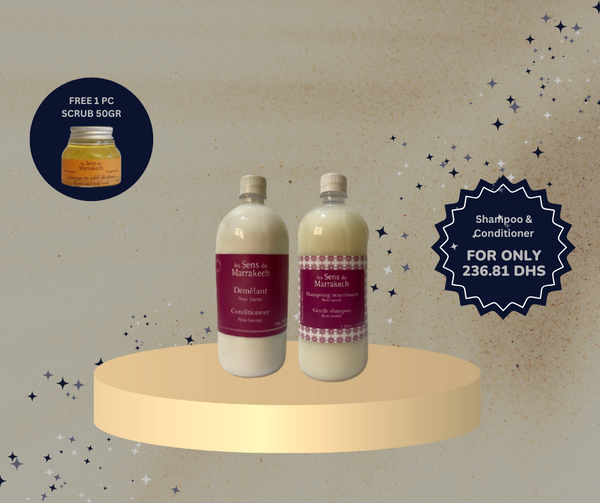 ROSE & SANDAL SHAMPOO & CONDITIONER 1 Liter with FREE 50 grams of Scrub